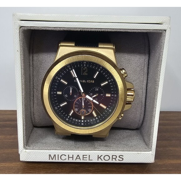 Michael Kors Dylan MK8445 Men's Black Silicone Analog Dial Quartz Watch WORKS - Picture 1 of 16